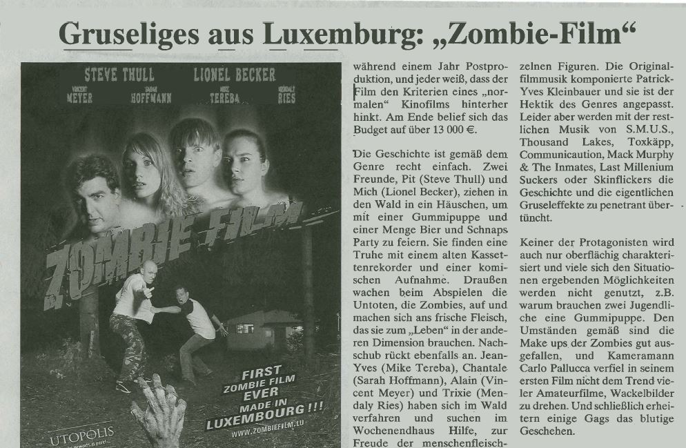Filmkritik : De Christian Spielmann (Journal) wor sech den Zombie Film ukucken